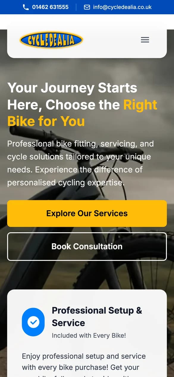 The Cycledealia homepage on a phone